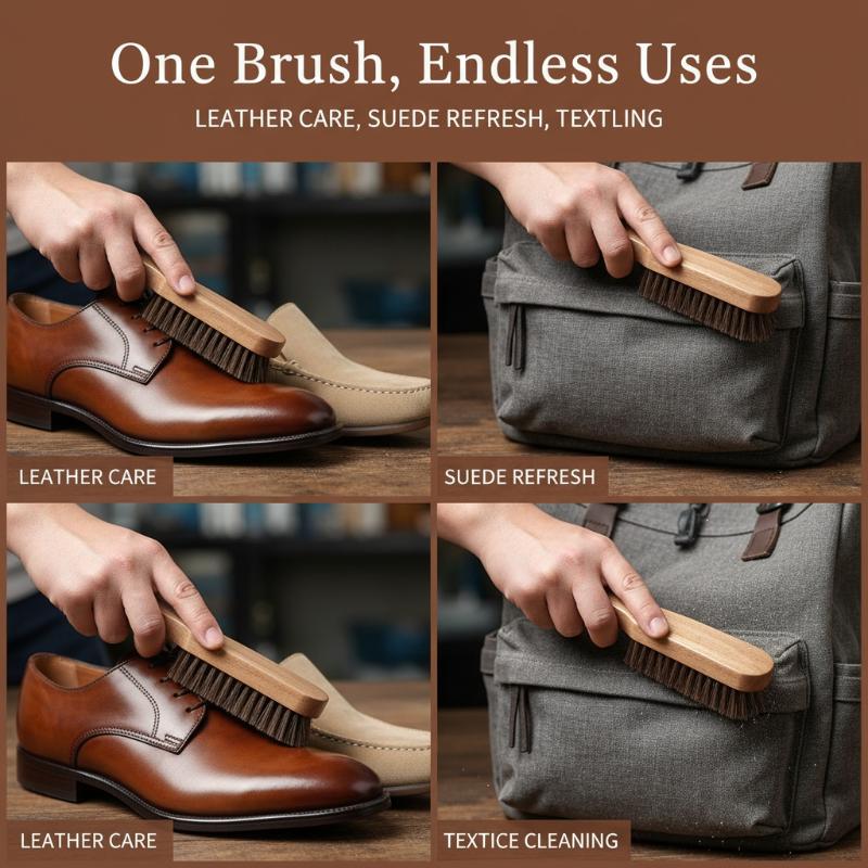 1PC Wood Shoe Brush Horse Hair - Leather Shoe Polish recension och pris